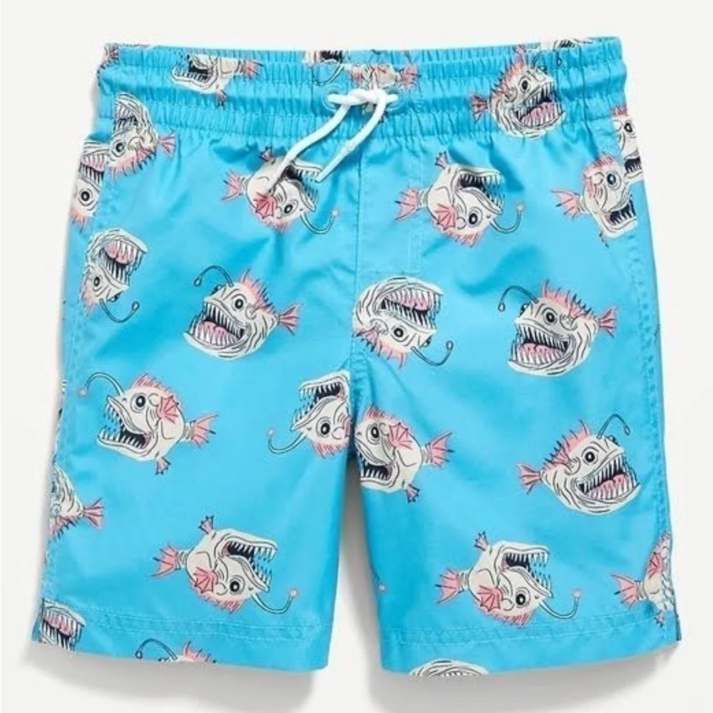 Old Navy Printed Swim Trunks for Boys size 8 medium blue pink fish
